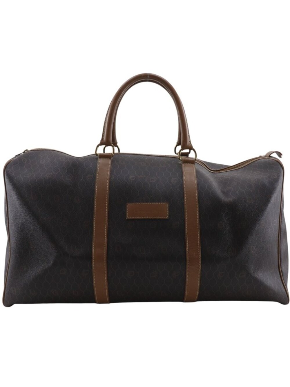 Dior Honeycomb Pattern Vintage Brown Boston Bag
